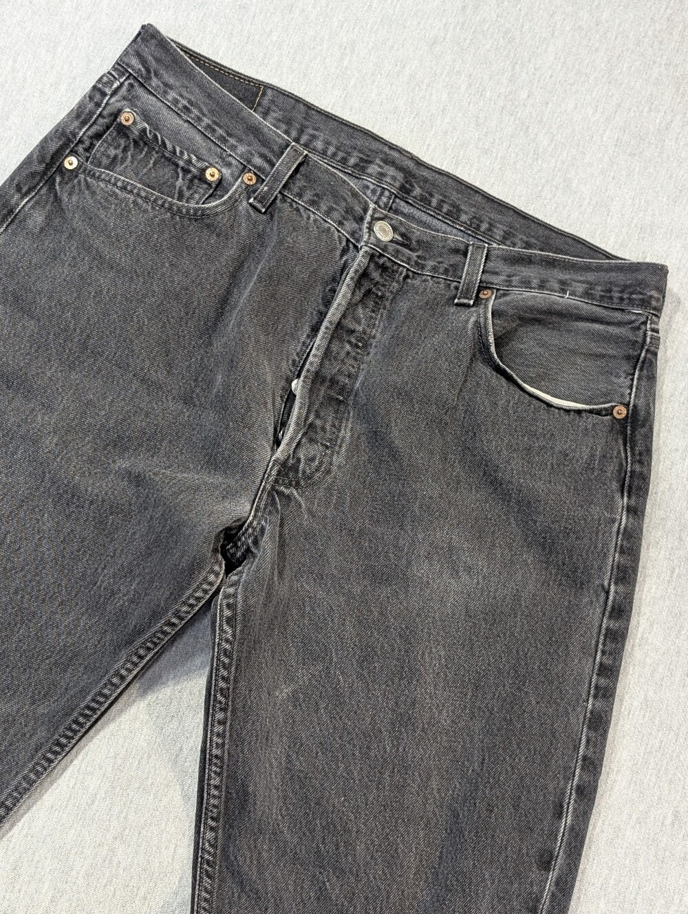 Vintage Levi's 501 Straight Leg Jeans Men's 36 X 36 Faded Black Button Fly USA
